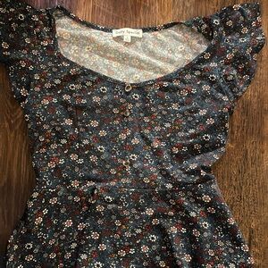 Dolly Special Navy Floral Button-Front Blouse